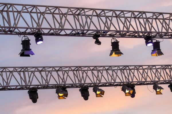 Lighting equipment installed for the music festival, many moving heads